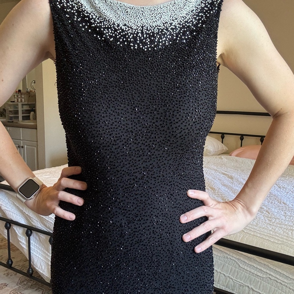 Jovani Black Embellished Backless Bodycon Beaded Dress